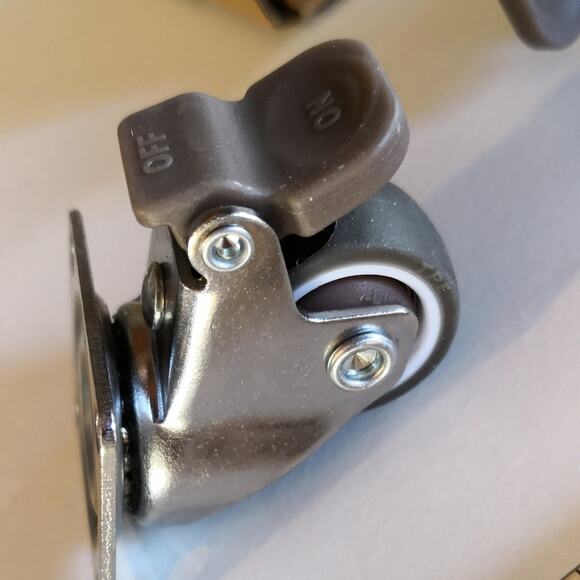 4pc soft rubber small locking caster wheels. 1". JGJC for furniture. Tiny lock - Picture 4 of 13